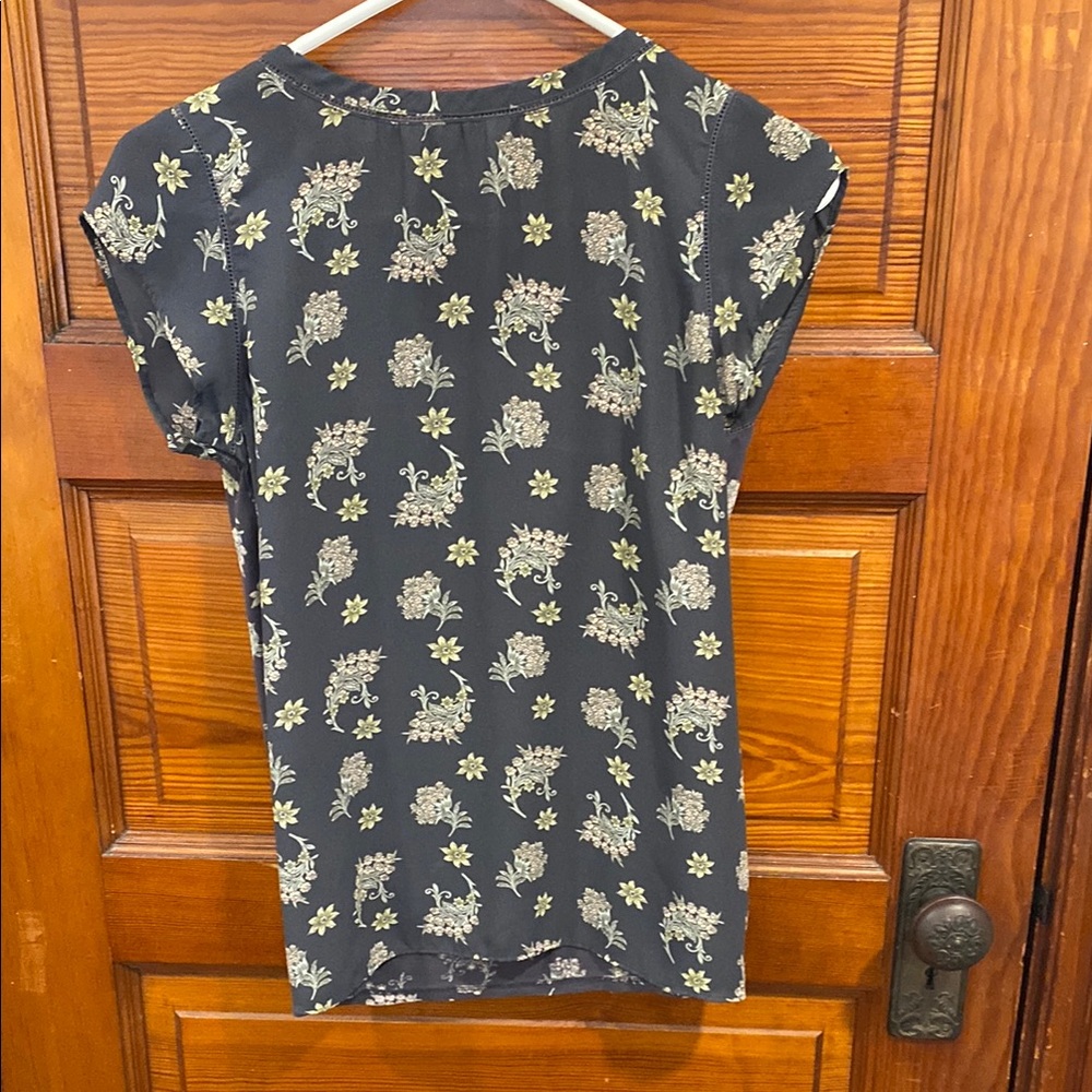 Floral Print Black Top